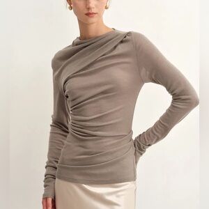 FABRIQUE Edith Sculpted Long Sleeve Wool Top